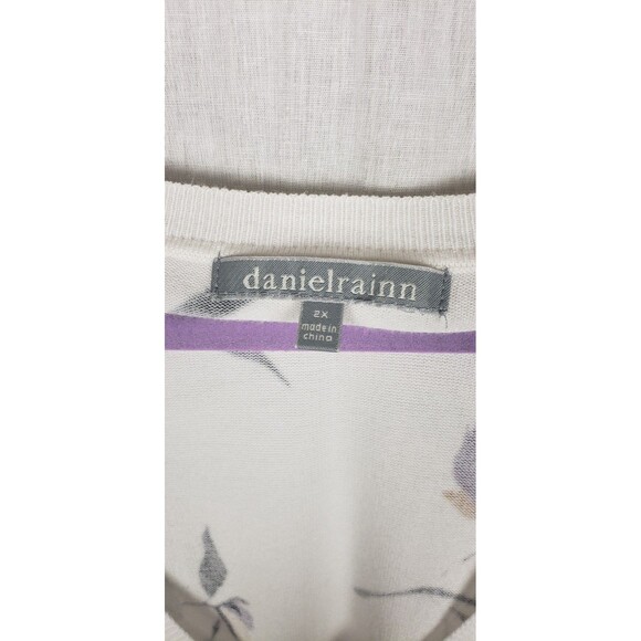 Daniel Rainn Knit Pullover Top 2X White Multicolor Floral Casual Spring Mom - Picture 3 of 5